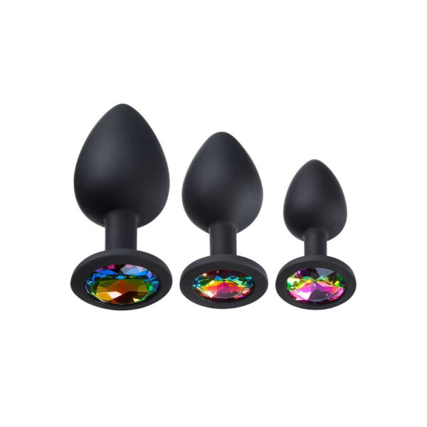 853545008129 2 Cloud 9 Gems Black Silicone Anal Plug Kit