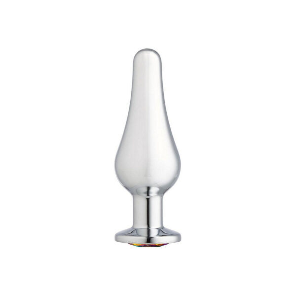 853545008143 3 Cloud 9 Gems Silver Chromed Tall Anal Plug Medium