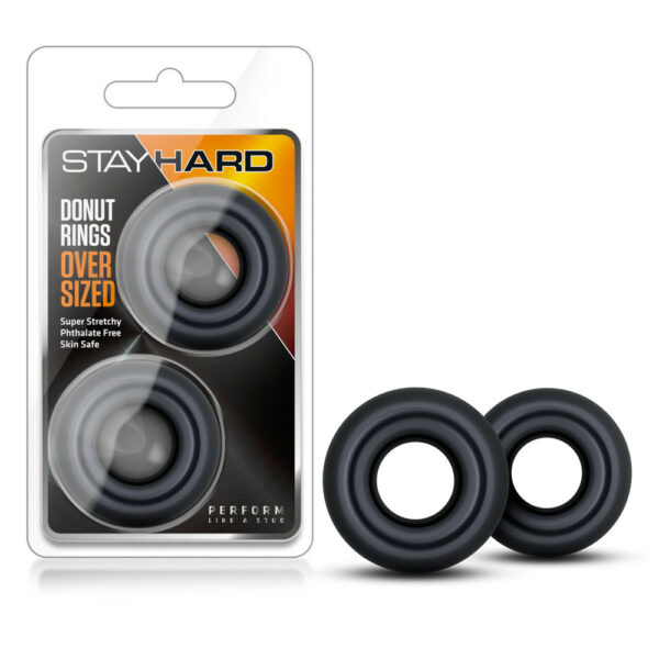 853858007123 Stay Hard Donut Rings Oversized Black