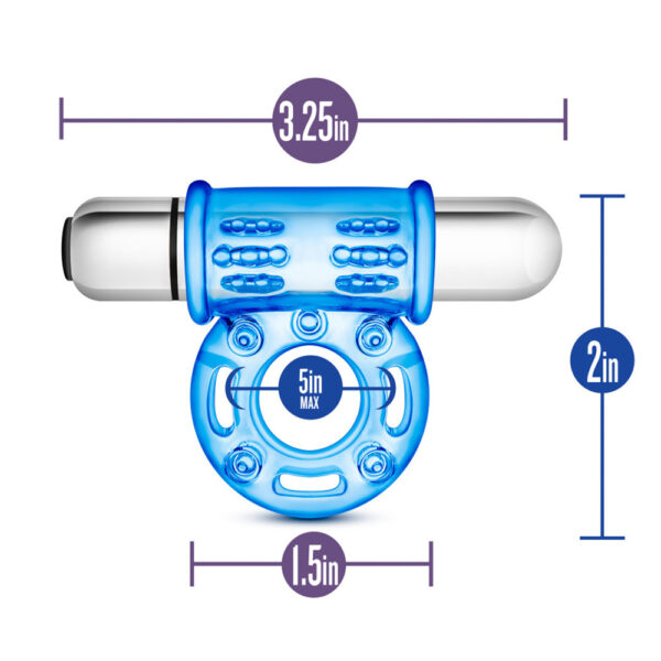 853858007338 3 Stay Hard 10 Function Vibrating Bull Ring Blue