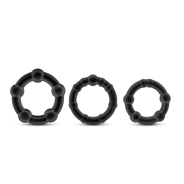 853858007383 2 Stay Hard Beaded Cockrings Black