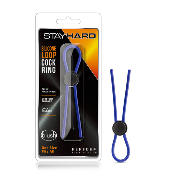 853858007482 Stay Hard Silicone Loop Cock Ring Blue