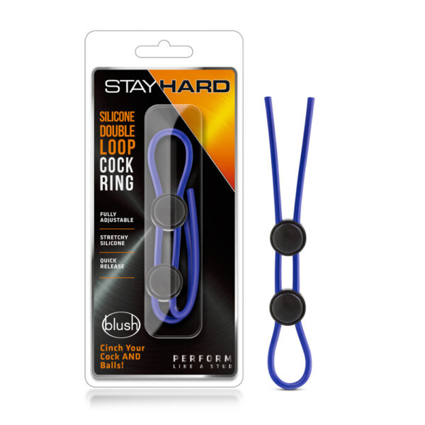 853858007512 Stay Hard Silicone Double Loop Cock Ring Blue