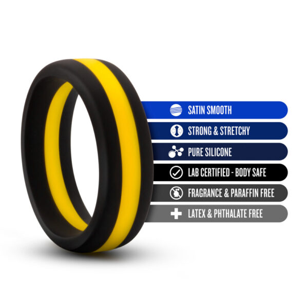 853858007710 2 Performance Silicone Go Pro Cock Ring Black/Gold/Black