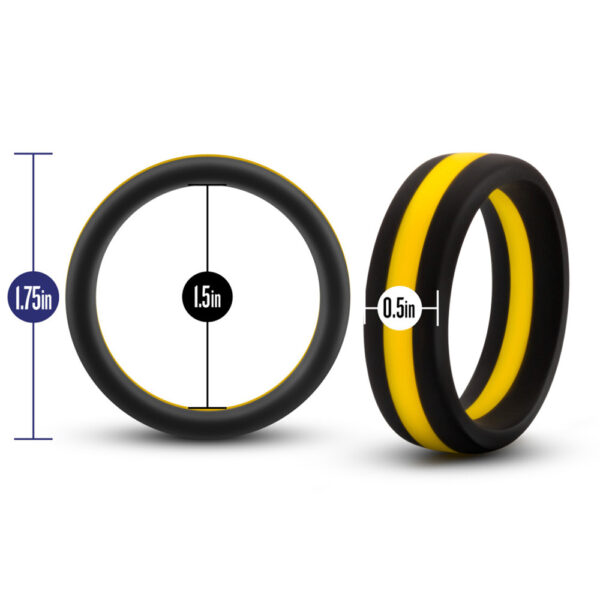 853858007710 3 Performance Silicone Go Pro Cock Ring Black/Gold/Black