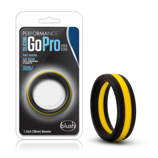 853858007710 Performance Silicone Go Pro Cock Ring Black/Gold/Black