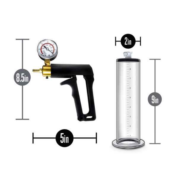 853858007871 3 Performance Vx7 Vacuum Penis Pump With Brass Trigger & Pressure Gauge Clear