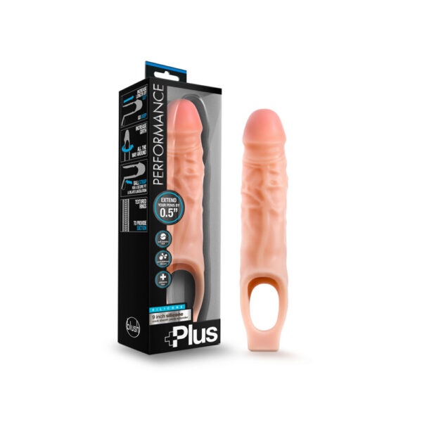 853858007963 Performance Plus 9" Silicone Cock Sheath Penis Extender Vanilla