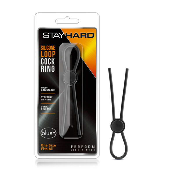 853858007994 Stay Hard Silicone Loop Cock Ring Black