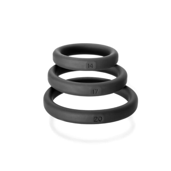 854854005809 2 Xact-Fit Silicone Rings #14, #17, #20 Mixed Black