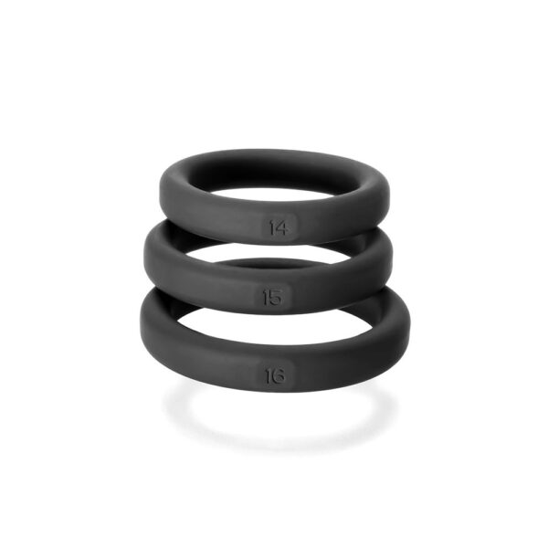 854854005816 2 Xact-Fit Silicone Rings #14, #15, #16 Medium Black