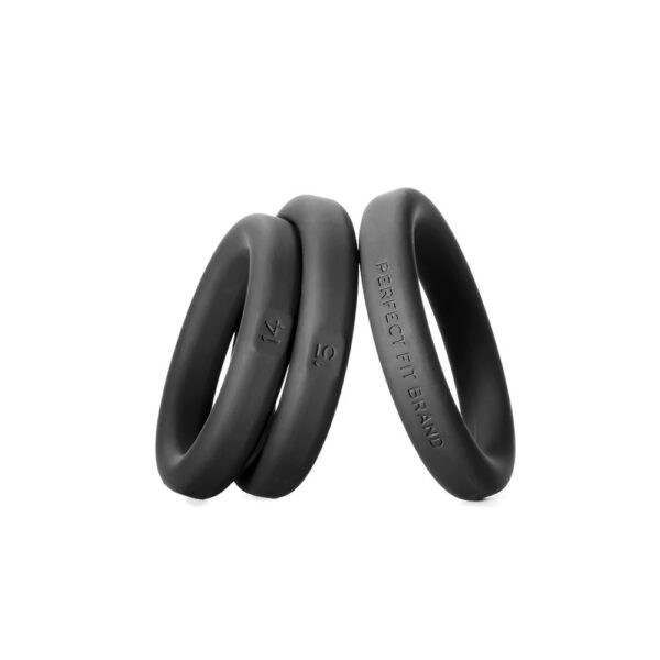 854854005816 3 Xact-Fit Silicone Rings #14, #15, #16 Medium Black