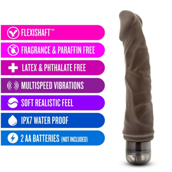 855215007005 2 Dr. Skin Cock Vibe #6 - 8.75" Vibrating Cock Chocolate