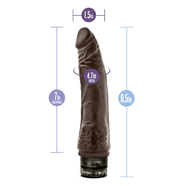 855215007012 3 Dr. Skin Cock Vibe #7 - 8.5" Vibrating Cock Chocolate