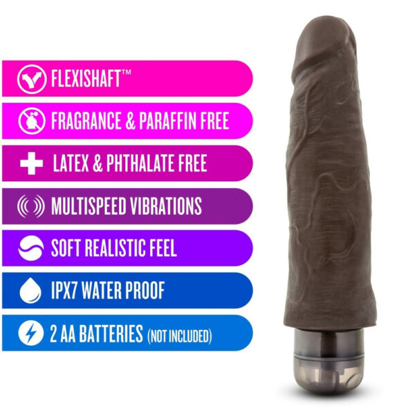 855215007050 2 Dr. Skin Cock Vibe #14 - 8" Vibrating Cock Chocolate