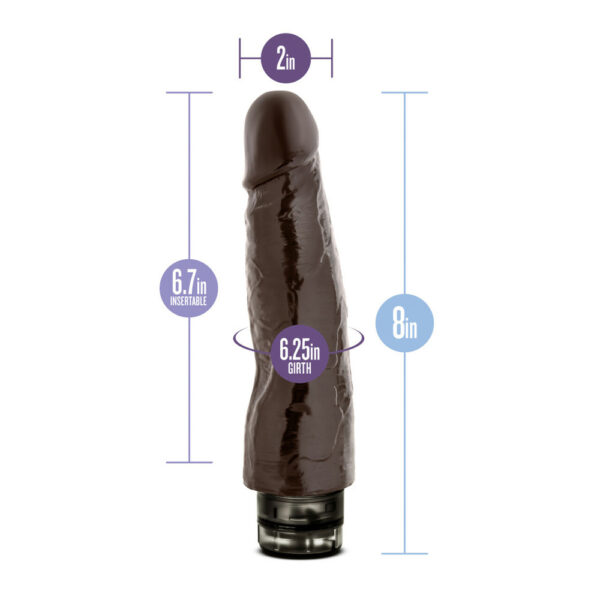 855215007050 3 Dr. Skin Cock Vibe #14 - 8" Vibrating Cock Chocolate