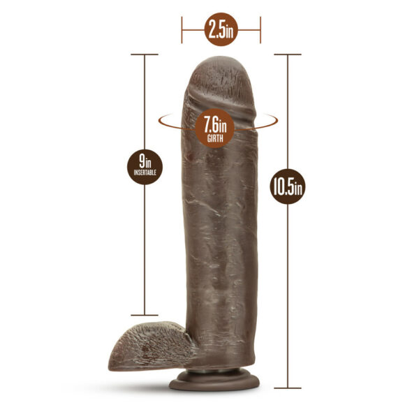 855215007128 3 Dr. Skin Mr. Mister 10.5" Dildo with Suction Chocolate