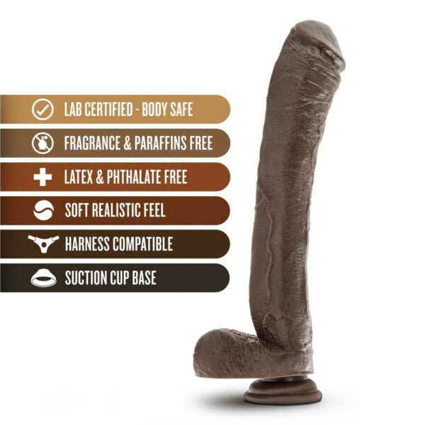 855215007142 2 Dr. Skin Mr. Ed 13" Dildo With Suction Cup Chocolate