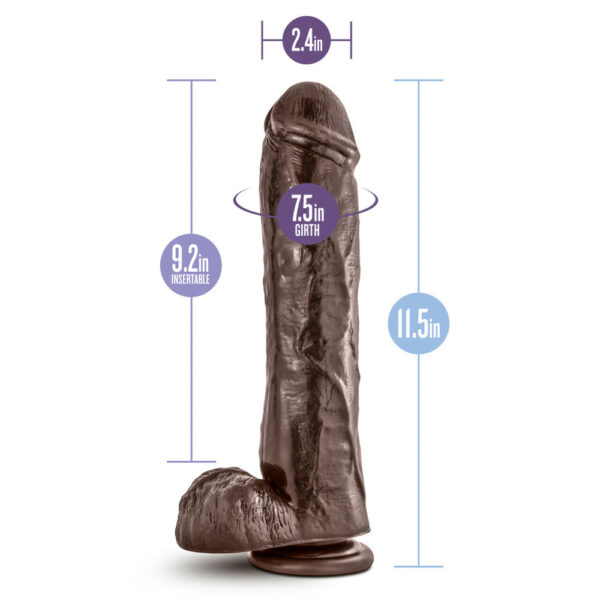 855215007159 3 Dr. Skin Mr. Savage 11.5" Dildo with Suction Cup Chocolate