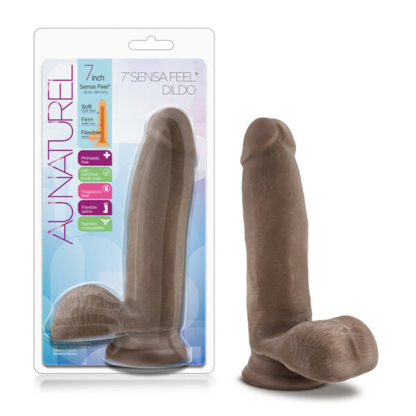 855215007661 Au Naturel 7" Sensa Feel Dildo Chocolate