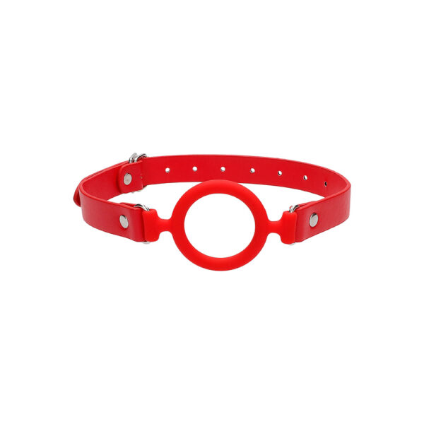 8714273492517 2 Ouch! Silicone Ring Gag With Leather Straps Red