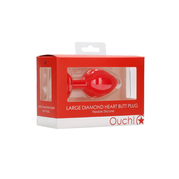 8714273530585 Ouch! Diamond Heart Butt Plug Large Red