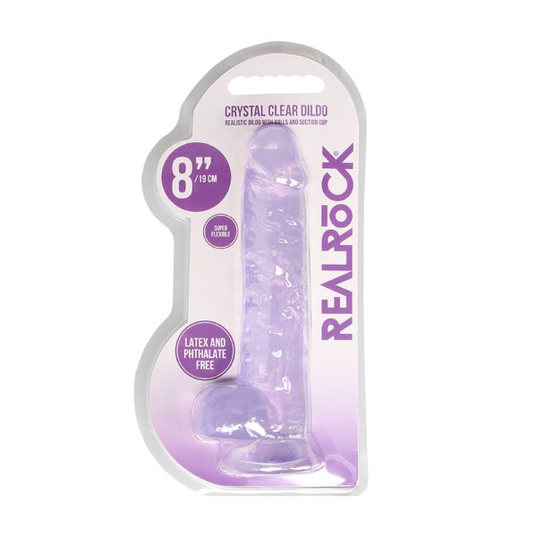 8714273543202 Realrock 8" Realistic Dildo With Balls Purple