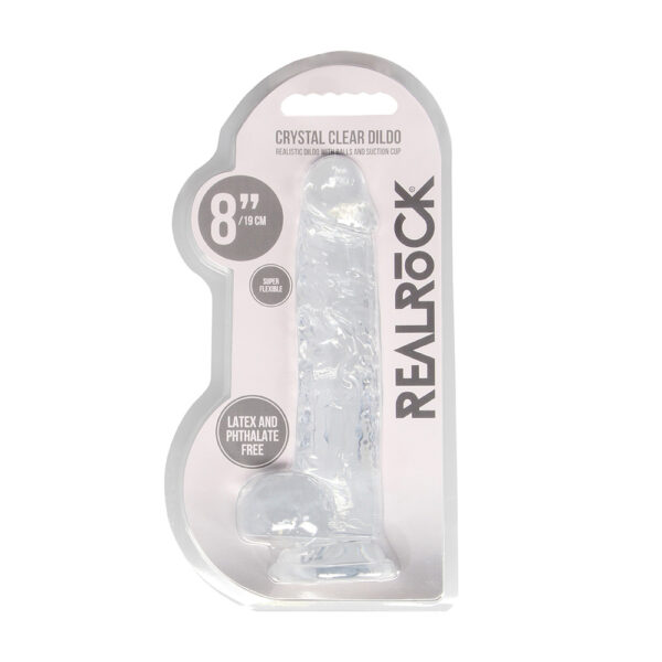 8714273543226 Realrock 8" Realistic Dildo With Balls Transparent