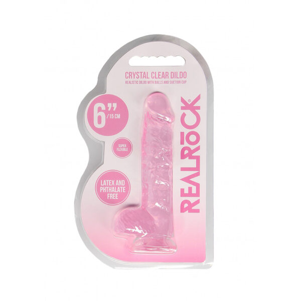 8714273544346 Realrock 6" Realistic Dildo With Balls Pink