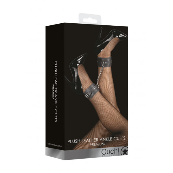 8714273927712 Ouch! Plush Leather Ankle Cuffs Black