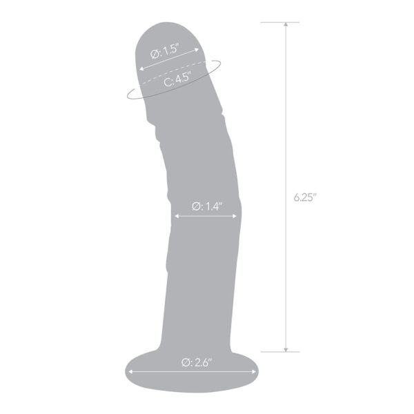 4890808250501 3 7" Curved Realistic Glass Dildo With Veins