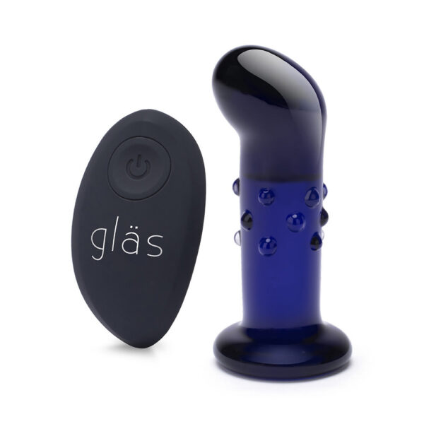4890808250563 2 Glas 4" Rechargeable Remote Controlled Vibrating Dotted G-Spot/P-Spot Plug
