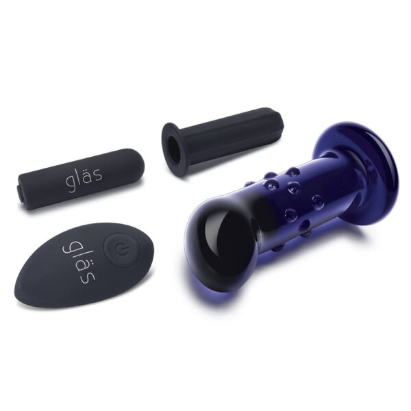 4890808250563 3 Glas 4" Rechargeable Remote Controlled Vibrating Dotted G-Spot/P-Spot Plug