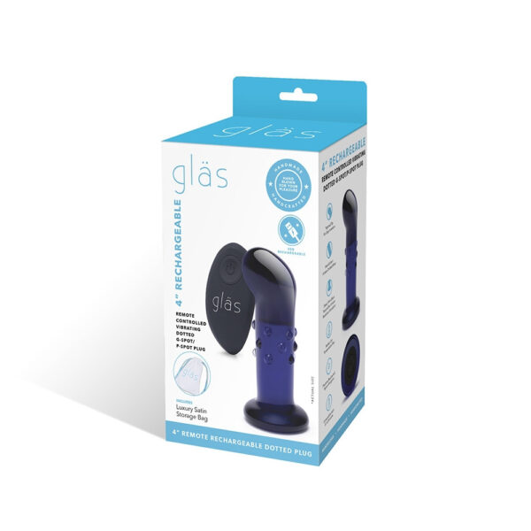 4890808250563 Glas 4" Rechargeable Remote Controlled Vibrating Dotted G-Spot/P-Spot Plug