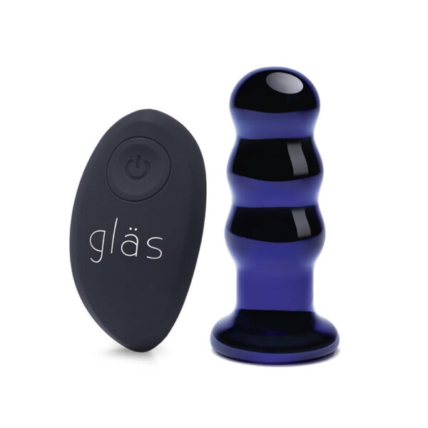 4890808250570 2 Glas 3.5" Rechargeable Remote Controlled Vibrating Beaded Buttplug