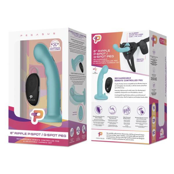 4890808255636 6" Remote Control Ripple P-Spot G-Spot Silicone Peg With Harness Included