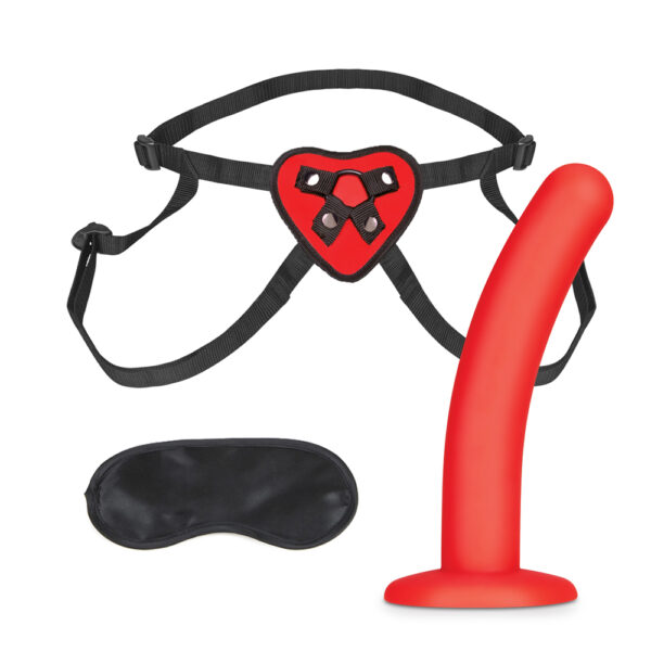 4890808260135 2 Red Heart Strap On Harness & 5" Dildo Set