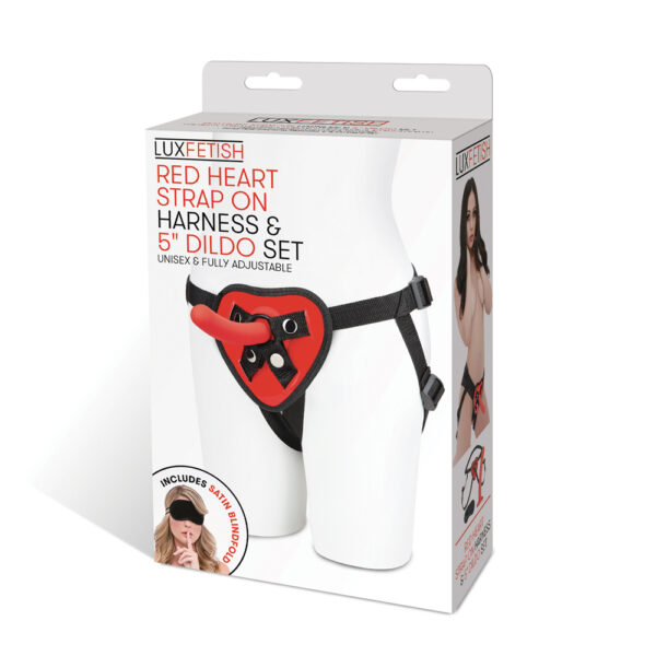 4890808260135 Red Heart Strap On Harness & 5" Dildo Set