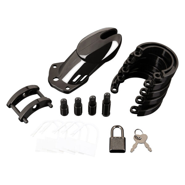 4890808263327 3 Acrylic See-Thru Chastity Cage Black