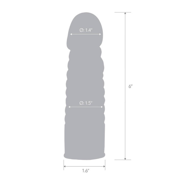 4890808264553 3 6" Ribbed Realistic Penis Enhancing Sleeve Extension