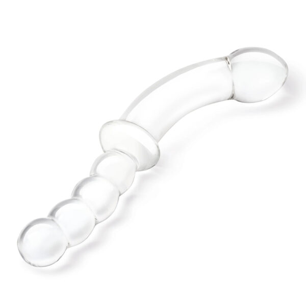 4890808283035 2 Glas 12.5" Girthy Double Sided Dong With Anal Bead Grip Handle