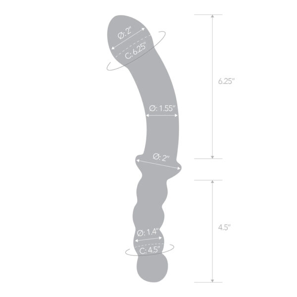 4890808283035 3 Glas 12.5" Girthy Double Sided Dong With Anal Bead Grip Handle