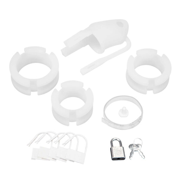 4890808283462 3 Silicone Small 2" Cock Cage With Ball Divider White