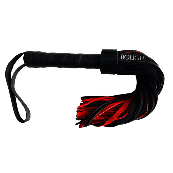 5056400305004 Leather Handle Short Suede Flogger Black/Red