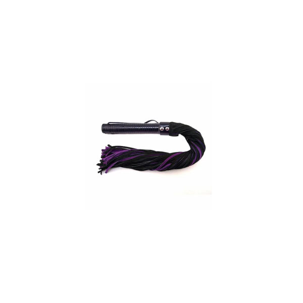 5060363861200 Long Suede Flogger With Leather Handle Black/Purple