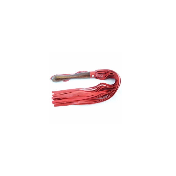 5060363861354 Wooden Handle Leather Flogger Red