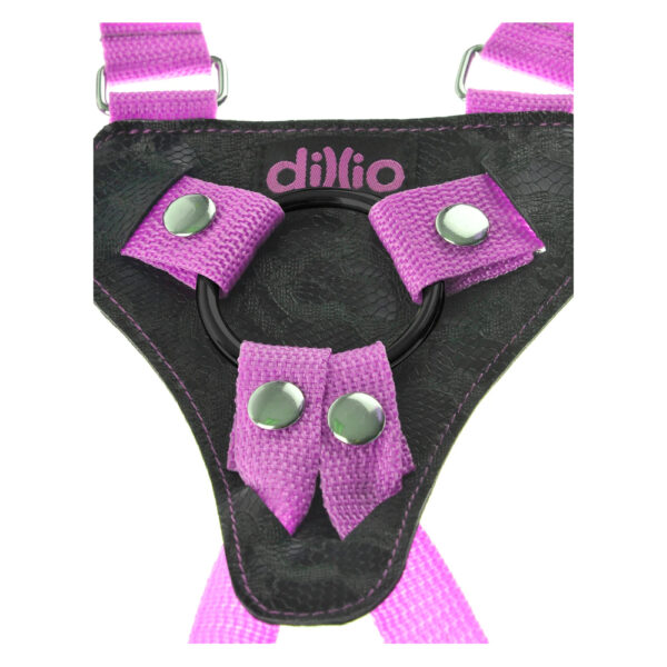 603912744613 2 Dillio 7" Strap-On Suspender Harness Set Pink/Black