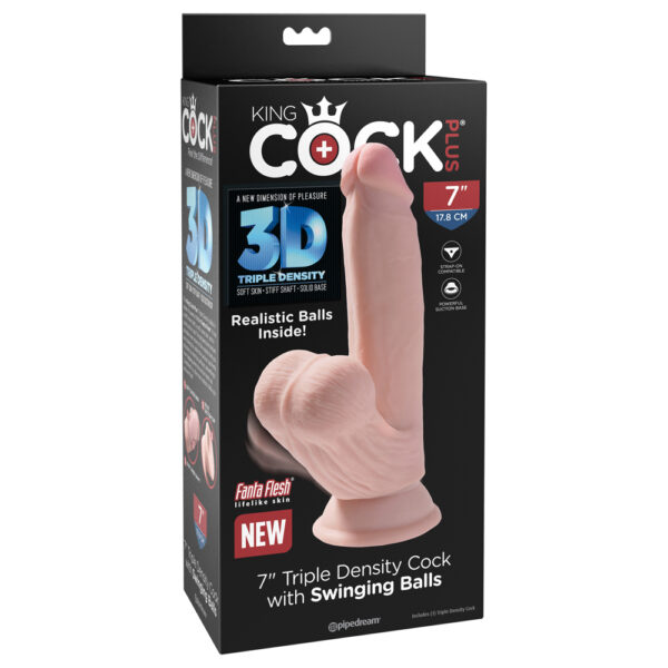 603912766295 King Cock Plus 7" Triple Density Cock With Swinging Balls