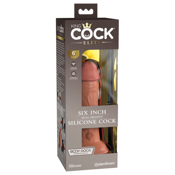 603912769272 King Cock Elite 6" Dual Density Silicone Cock Tan