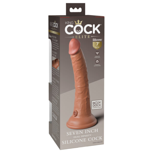 603912769296 3 King Cock Elite 7" Dual Density Silicone Cock Tan